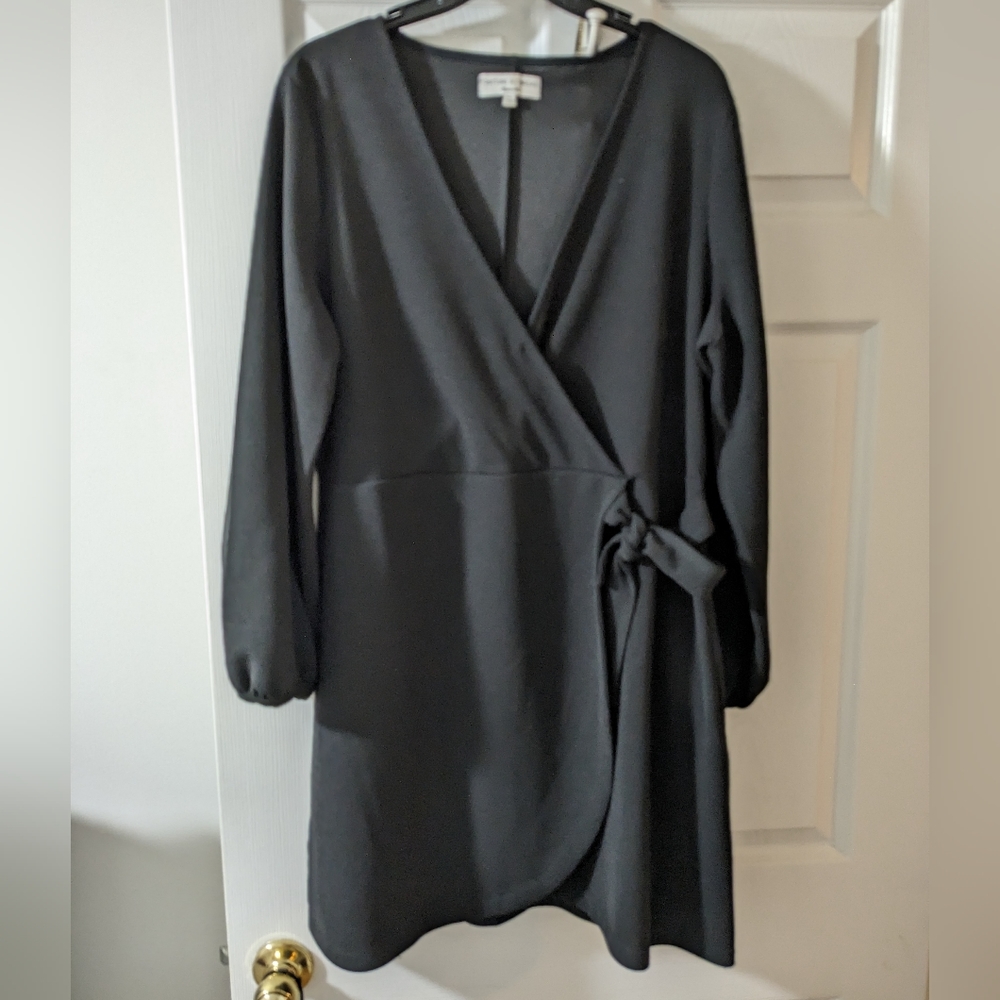 Madewell Texture and Thread black wrap dress XL , like new